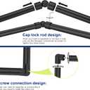 Black Corner Window Curtain Rods with Aluminum End Cap Finials and Brackets,1 Inch Diameter Bay Window Curtain Rods,2 Sided 36-72 Inch Adjustable Drapery Rod