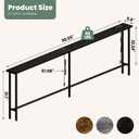 90" Sofa Table with Built-in Power Strip (4 AC Outlets & 4 USB Ports) – 4.9ft Power Cord, Metal Frame, Easy Assembly, Long Couch Table Behind Sofa, Living Room and Home Office | Black, 90in