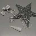 Brizled Silver Christmas Tree Topper, 9 Christmas Star Tree Topper with 10 Warm White Lights, Pre-lit Glittered Star Treetop, 120V UL Listed Lighted Xmas Treetop for Christmas Tree Home Decorations