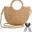 Dailyacc Straw Shoulder Bag For Women Woven Purse Beach Envelope Clutch Straws Wallet (Tote-brown)