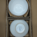Famiware Eden Plates and Bowls Sets, Stoneware Dinnerware Sets with Gold Trim, 24 Pieces Dishes Set for 8 - Chip and Scratch Resistant, Microwave and Dishwasher Safe, White Stripe