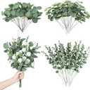 Giegxin 90 Pcs 3 Kinds Mixed Artificial Eucalyptus Leaves Stems Bulk Silver Dollar Leaves Picks Dried Eucalyptus Bundle Faux Spray for Wedding Vase Bouquet Floral Arrangement (Green)