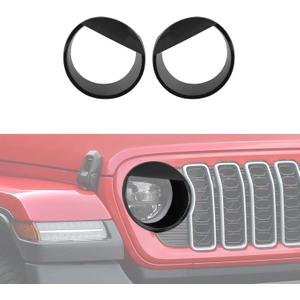 Hoolcar Angry Eye Headlight Cover Trim Fit for 2024 2025+ Jeep Wrangler JL &Unlimited 4XE Front Headlight Frame Trim Bezels Exterior Accessories, Black