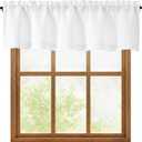 OWENIE White Valances for Windows 1 Pcs, Light Filtering Textured Farmhouse Short Small Valance Curtains for Bathroom Basement Living Room Bedroom, Rod Pocket Half Curtains Over Sink, 52Wx14L Inch