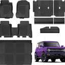 Floor Mats for Ford Bronco 4 Door 2025 2024-2021 Full Sets All Weather Floor Mat for Ford Bronco Accessories 2025 2024-2021 Rear Back Seat Cover Protector Trunk Frunk Cargo Liner Black