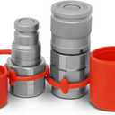 Summit Hydraulics 3/8" Flat Face Hydraulic Quick Connect Coupler Set w/Dust Caps, 3/8" NPT Thread