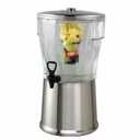 Service Ideas CBDRT5SS Beverage Dispenser, Round, 5 Gallon with Plastic Container and Optional Infuser Tube, Stainless Steel Base and Lid, NSF certified