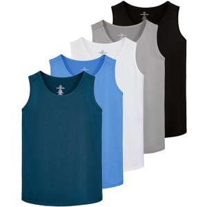 Real Essentials 5 Pack: Men's Dry-Fit Muscle Tank Top Sleeveless Shirts Workout Tees Athletic Gym (Big & Tall Available)