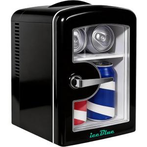 Iceblue Mini Fridge, Skincare Fridge with Viewing Window, 4 Liter /6 Cans Compact Mini Makeup Fridge for Beauty & Beverages, Tiny Fridge for Desk, Bedroom, Car, Office, Dorm, Gift - Black