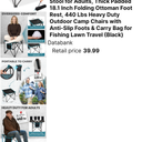 FUNDANGO Oversized Camping Stool Padded 18.1in 440Lbs Folding Foot Rest
Heavy Duty Outdoor Camp Chairs with Anti-Slip Foots & Carry Bag for Fishing Travel (Black)