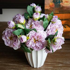 DUYONE Silk Peony Fake Flowers Large Long Stem Plants for Decoration Home Decor Living Room Artificial Flowers Decoration(Light Purple 4PCS)