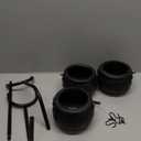 Halloween Cauldrons Serving Bowl Decor,Set of 3 Hanging Black Plastic Cauldron Bowls on Rack,Candy Punch Bowl Halloween Witches Cauldron for Home Kitchen Hocus Pocus Party Decorations Indoor