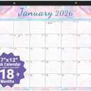 2026 desk calendar 17x12 Inch-Wall & Desk Planner Dual-Use Design,18-Month Use, clear plastic cover