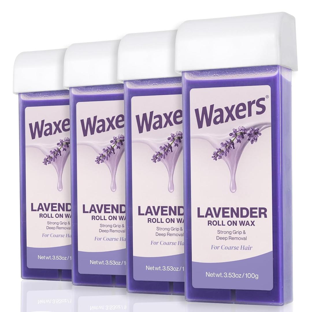 Roll on Wax, Lavender Waxing Roller Refill for Hair Removal Wax Cartridge Depilatory Roller Refill for Women Men 4 Pack (3.53 Ounce (Pack of 4))