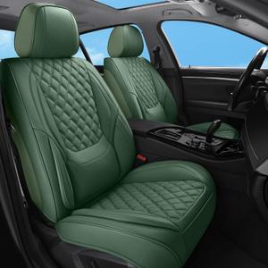 Car Seat Covers Full Set,5 Seat Leather Seat Covers for Cars,Front Seats and Back Seat Cover,Waterproof Car Seat Cushion Protectors,Universal Fit for Most Cars SUV Trucks (Green, Full Set)
