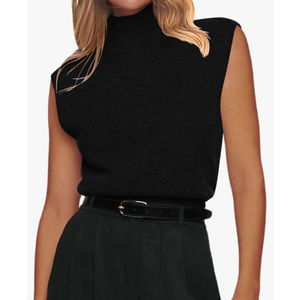 Zeagoo Women's 2025 Mock Turtle Neck Sweater Vest Sleeveless Knit Pullover Tank Tops Casual Trendy Slim Fitted Tops,Size S