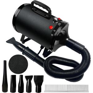 AIBETOMG High Velocity Professional Dog Grooming Dryer,Dog Hair Dryer,Adjustable Temperature and Speed,with 4 Nozzles,Perfect for Pet Grooming at Home