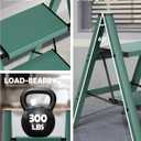 Taranta 2 Step Ladder,Aluminum Lightweight Folding 2 Step Stool with Anti-Slip Wide Pedal,330lbs Capacity Step Ladder for Household,Kitchen,Office - Green
