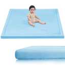 Ultra Soft Baby Play Mat for Floor,1.3" Thick Elasti-Foam 50x50 Playpen Mat for Toddlers Infant kids,Non-Slip Backing Safe for Crawling&Tummy Time,Tatami Style(Light Blue)