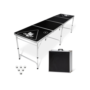 GoPong 8 Foot Portable Beer Pong / Tailgate Tables (Black, Football, American Flag, or Custom Dry Erase