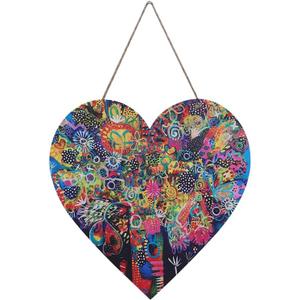 FKKA Front Porch Decor Farmhouse, Tree of Gifts Wall Art, Metal Heart Wall Decor For Bedroom, Easy Hanging With A Hanging Rope, Colorful, Gift