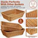 Eccliy 6 Pack Wicker Bread Baskets 15.8 Inch Woven Serving Basket for Gifts, Poly Wicker Storage Rectangle Rattan Display Trays for Bread Food Vegetables Fruit Snacks Tabletop Restaurant Home