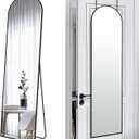 57x16 Door Hanging Full Length Mirror, Floor Stand (Height 5.7ft just Body in1.3ft) / Wall Mounted Metal Frame Arch Dressing Mirrors for Bedroom Living Room 57 inch Black