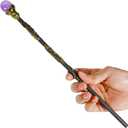 Rich Boxer Magic Wand for Kids with Purple Crystal Gemstone Wooden Wand Fairy Witches Wizards Wands Cosplay Costume Party Accessories Birthday Halloween Toys Decor Gift