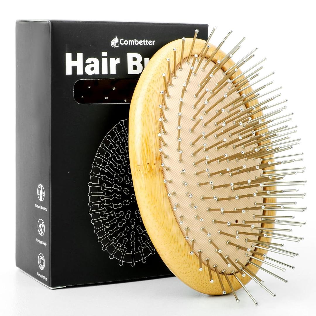 Metal Hair Brush for Scalp Massage & Hair Growth(No Handle), Natural Bamboo Mental Brush for Hair, Detangling Scalp Hairbrush for Women, Men & Kids