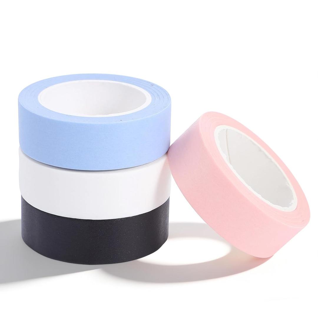4 Roll Washi Tape, 32 Ft X 0.59" Black White Blue and Pink Washi Tape Set Low Tack Tapes Masking Self-Adhesive Tapes for Packaging Journals Scrapbooks DIY Crafts Gifts