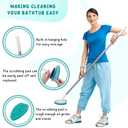 Shower Scrubber with Long Handle, 47'' Bathtub Scrub Brush, Bathroom Tub and Tile Cleaning Tool with 4 Refill Pads