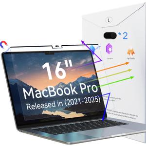 Peslv Magnetic Anti Blue Light Screen Protector for MacBook Pro 16 Inch (2021-2024, M1, M2, M3, M4), Removable Glare Filter for 16.2" Mac Laptop Computer