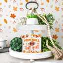 2 x Fall Wall Decor Football Wood Sign Rustic Autumn Decorations Farmhouse Home Table Desk Decor (5 x 5 Inches)