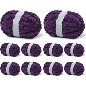 10 Pack Deep Purple Jumbo Thick Yarn,Chenille Yarn for Crocheting, Chunky Yarn for Hand Knitting, Soft Plush Yarns,240yds/70.5oz Super Bulky Blanket Crochet Yarns