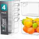Sorbus Medium Clear Plastic Storage Bins for Shelves, Clothes, with Handle - Clear Storage Bins, Drawer, Shelf, Closet, Pantry, Fridge, Freezer Organizer Bins, Closet Organizers and Storage (4 pack)