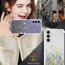 Compatible with Samsung Galaxy S24+ Plus & S25+ Plus Case Cute Clear for Women,Cool Transparent Silicone Phone Cases Cover - Green Flower Bouquet Wild