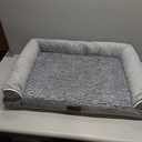 Medium Large Dog Bed Orthopedic Washable: Beds Bolster Medium Large Sized Dog Bed Egg Crate Foam Couch Sofa Waterproof with Removable Cover (30.0"L x 20.0"W x 6.0"Th, Light Grey)