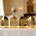 Acrylic Cards and Gifts Sign with Stand, 5x7 inch Black Arched Wedding Table Signs and Base, 1/8" Thick Arch TableTop for Wedding Reception & Event Party Table (Gold mirror, All 4pcs)