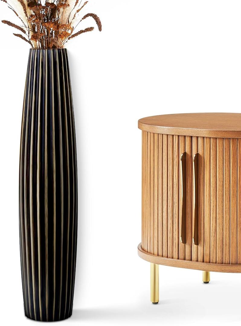 Floor Vases, Tall Floor Vase 23.6 inch (60CM, 1.96FT) Tall Vases, Sturdy Black Vase for Living Room Decor, Resin Bronze Color (Brown)
