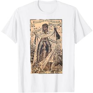 St Juan Diego Our Lady of Guadalupe Vintage Mary Catholic T-Shirt (Large, White)