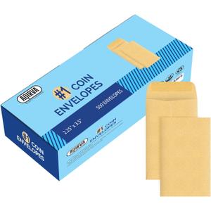 #1 Coin Envelopes 500 Pcs - 2.253.5 Inches  Thick & Heavy-Duty Gummed Flapped Kraft Envelopes  Perfect for Coins, Money, Seeds, Home, Office, Wedding & Pocket Use