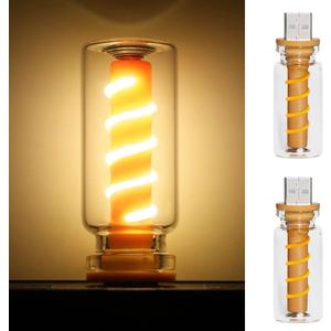 Zosppei 2 PCS Retro Car Lamps,Plug-in USB Led Interior Atmosphere Lights with Touch and Dimmable,Car USB Night Light,Portable Mini LED Interior Lamps,Warm White