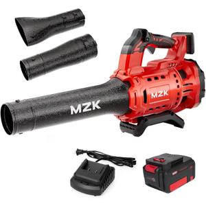 MZK 20V Brushless Cordless Leaf Blower, 600CFM Electric Cordless Leaf Blower with 4.0Ah Batteries and Charger, Electric Leaf Blowers for Lawn, Yard, and Garage, Red