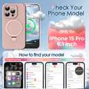 Mag-Ring Designed for iPhone 15 Pro Case, Liquid Silicone [Moisturizing Factor] Extreme Soft Slim Phone Case with Stand [Compatible with MagSafe] for iPhone 15Pro 6.1 inch Men Women, Light Pink