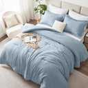 CozyLux King Size Comforter Set - 3 Pieces Blue Soft Luxury Cationic Dyeing Bedding Comforter for All Season, Breathable Lightweight Fluffy Bed Set with 1 Comforter and 2 Pillow Shams,  Blue, King