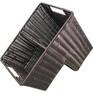 Trademark Innovations 14.5" Plastic Wicker Storage Stair Basket With Handles Gray