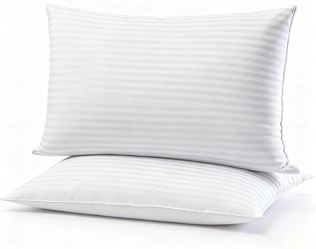 Flat Ultra Thin Bed Pillows King Size Pillow Set of 2 Extra Soft Down Alternative for Stomach Back Sleeper Hotel Collection 20x36inches