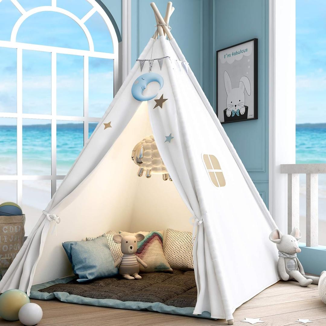 Teepee Play Tent for Kids with Carry Case, Foldable Girls Playhouse Toy Tent, Gift for Baby Toddler to Play Game Indoor and Outdoor