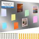 Ireer Magnetic Board Steel Magnet Bulletin Boards for Walls to Display Magnetic Notes Photos for Home Office Classroom, Pre Drilled with Screws and Dry Wet Erase Feature(Steel Color,30 x 14 Inch)