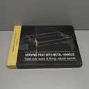 Bamboo Serving Tray with Metal Handles,17x12in Ottoman Decorative Trays Platter for Coffee Table,Living Room,Bar,Party,Large(White)